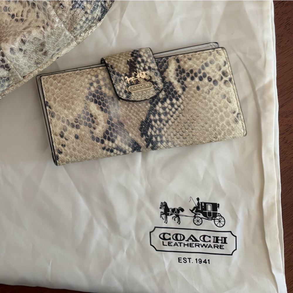 Coach Cream and Black Reptile Pattern Accessory